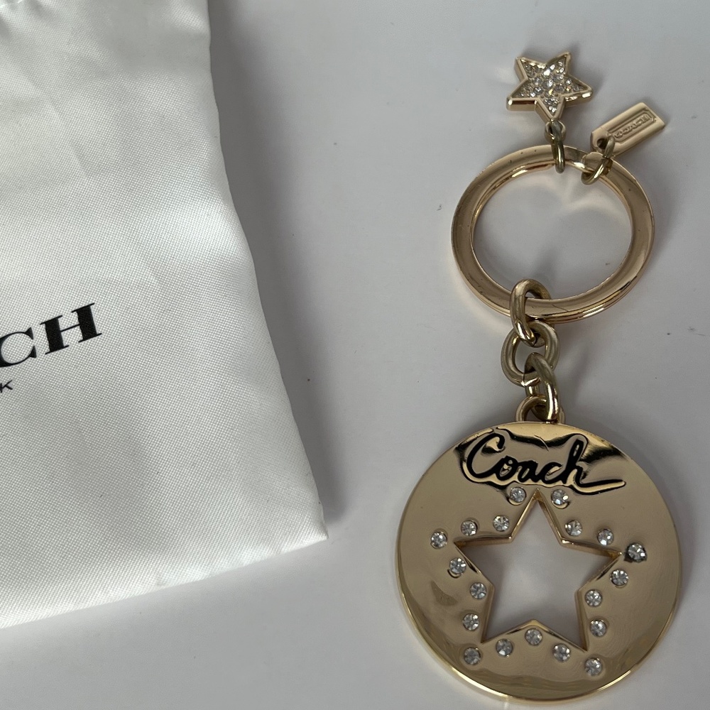 Coach Gold Star Keychain Key Fob Bag Purse Charm